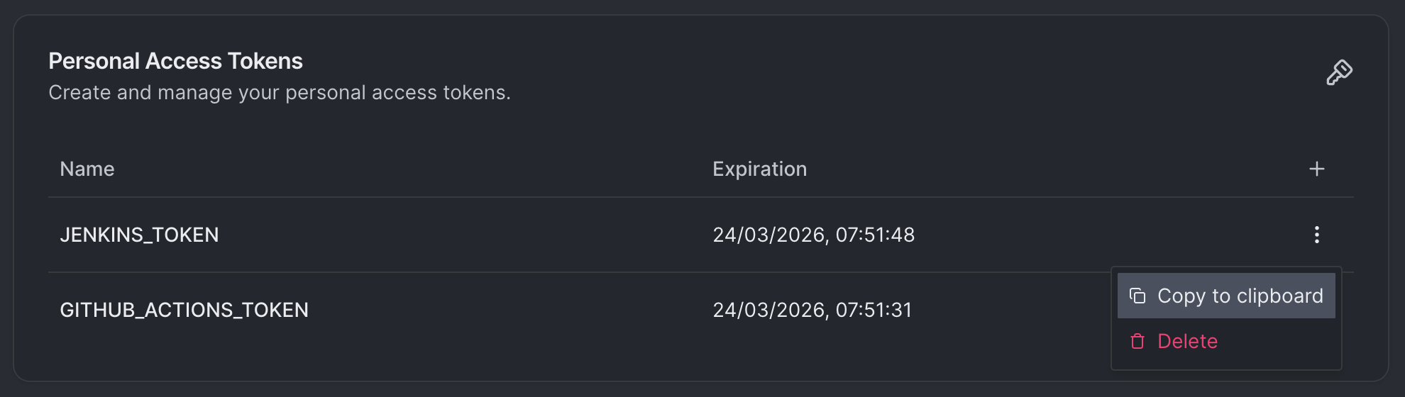 Create and copy personal access token
