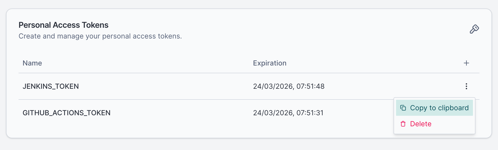 Create and copy personal access token